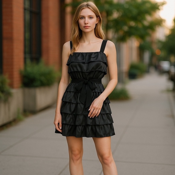 J Crew Black, Silk Knee Length Dress SZ XS - Picture 1 of 8